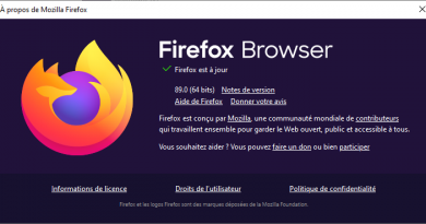 Mozilla Firefox version 89 A propos