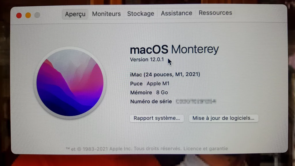 macOS Monterey propriétés